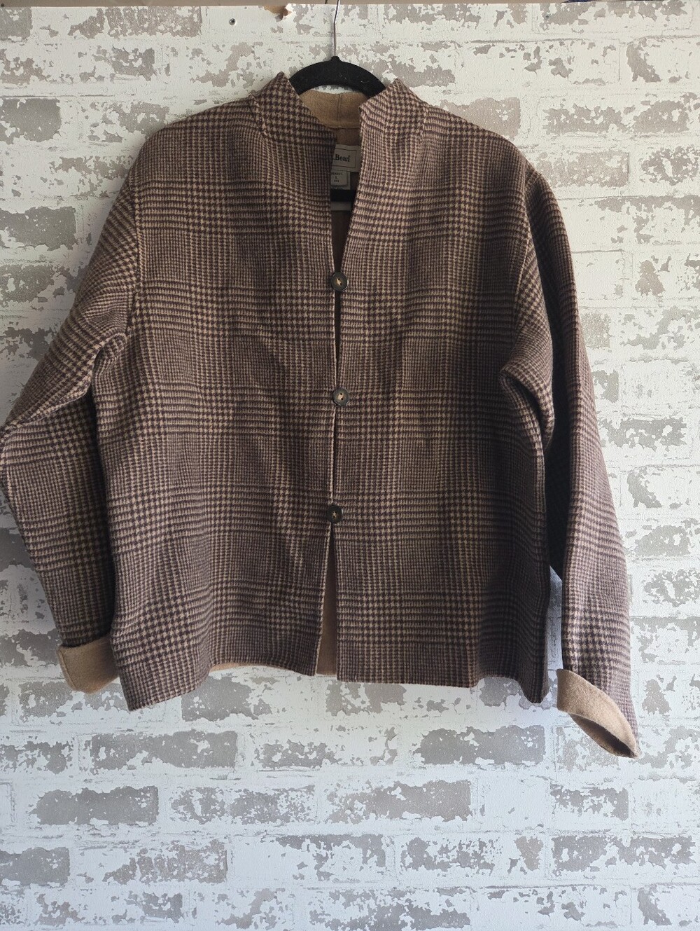 Houndstooth Plaid Jacket Coat L Grandmacore Gorpcore